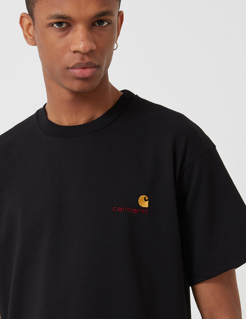 Carhartt-WIP 아메리칸 스크립트 티셔츠-블랙
