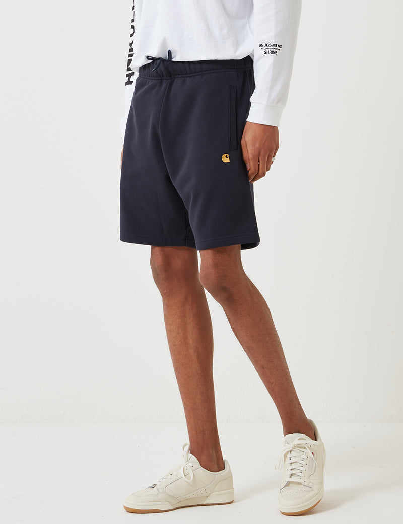 Carhartt-WIP Chase Sweat Shorts - Dark Navy Blue