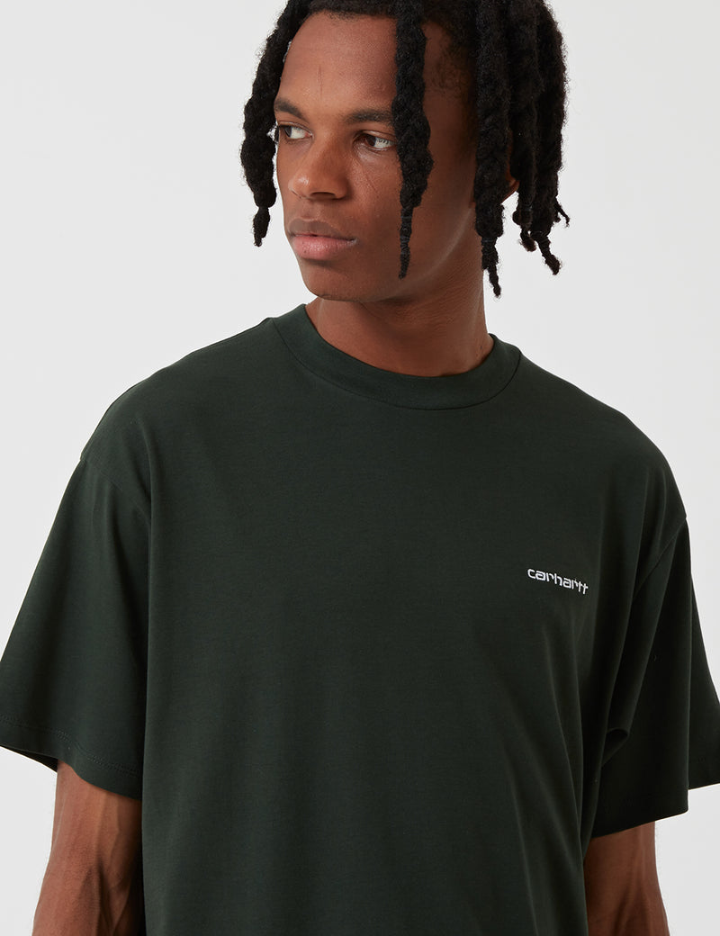T-Shirt à Broderie Script Carhartt-WIP - Loden Green