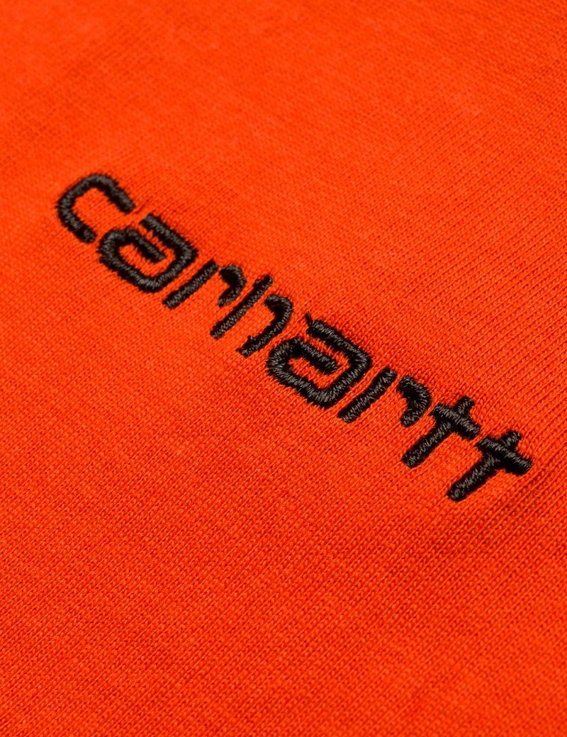 カーハート-WIPスクリプト刺繍Tシャツ-PersimmoOrange