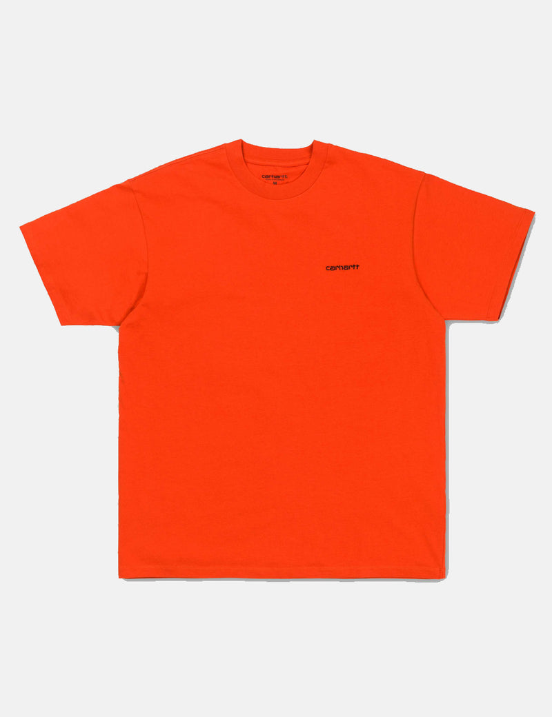カーハート-WIPスクリプト刺繍Tシャツ-PersimmoOrange