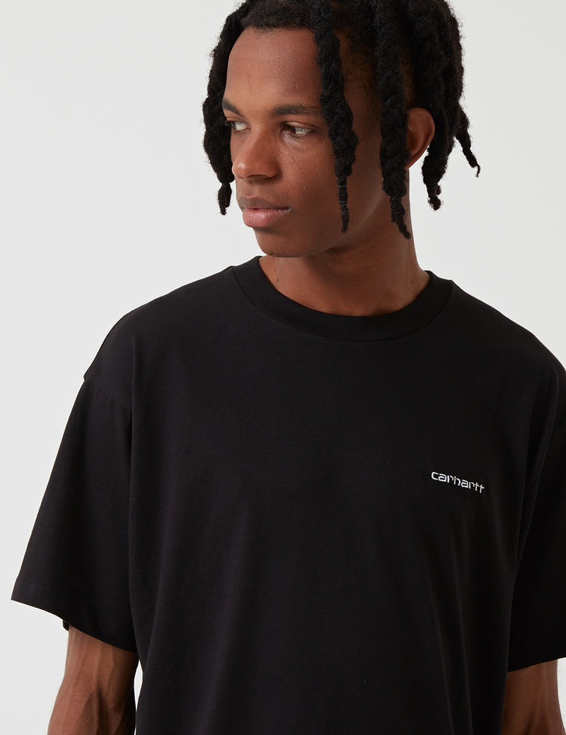 Carhartt-WIP 스크립트 자수 티셔츠-블랙