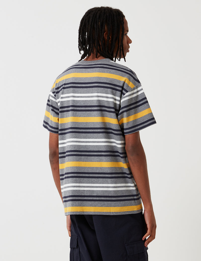 Carhartt-WIP Short Sleeve Kress Stripe Shirt - Dark Grey Heather