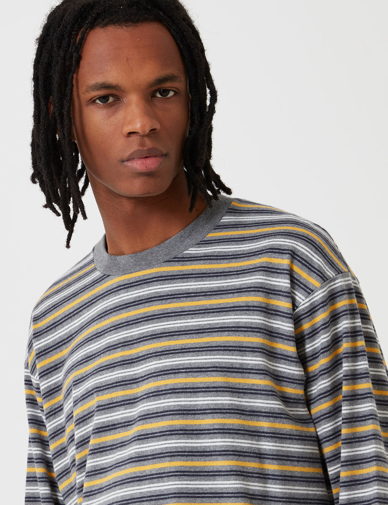 Carhartt-WIP Long Sleeve Korte Stripe Shirt - Dark Grey Heather