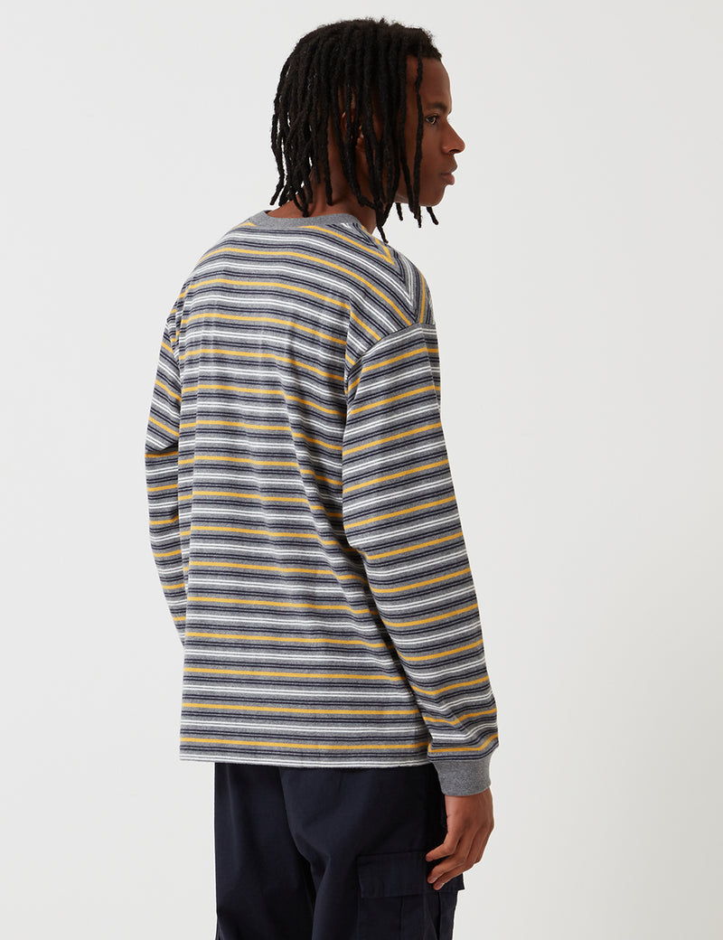 Carhartt-WIP Long Sleeve Korte Stripe Shirt - Dark Grey Heather
