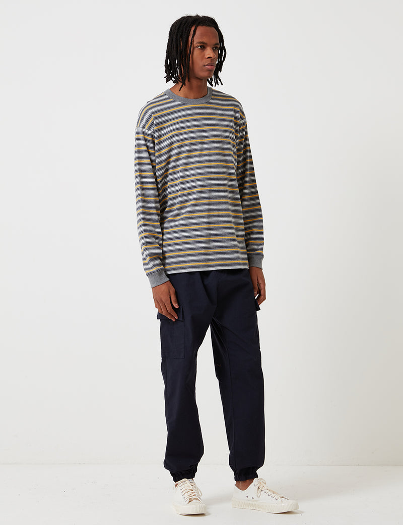 Carhartt-WIP Long Sleeve Korte Stripe Shirt - Dark Grey Heather