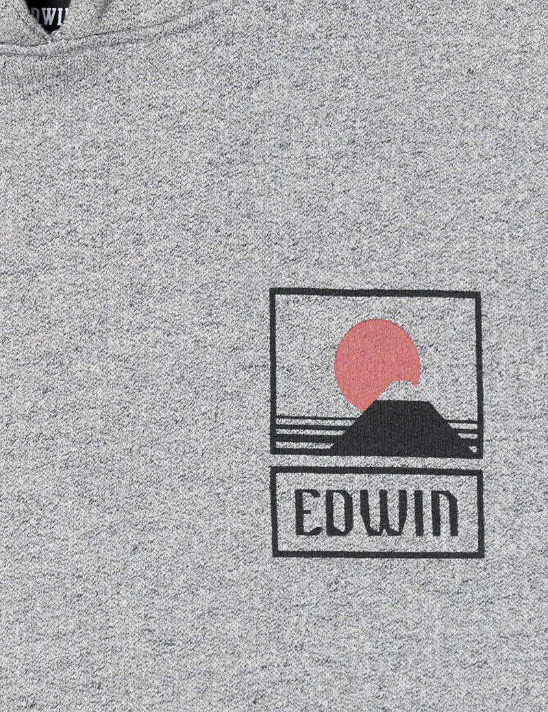 Edwin Sunset on MT Fuji Hoodie - Mouliné Grey