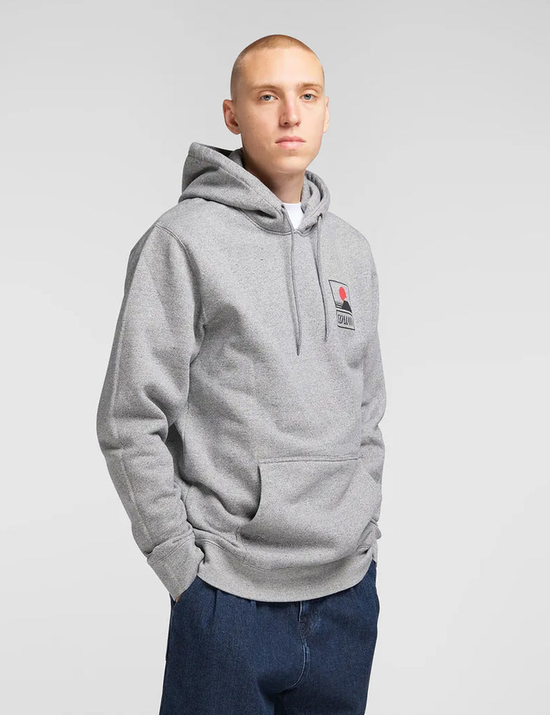 Edwin Sunset on MT Fuji Hoodie - Mouliné Grey