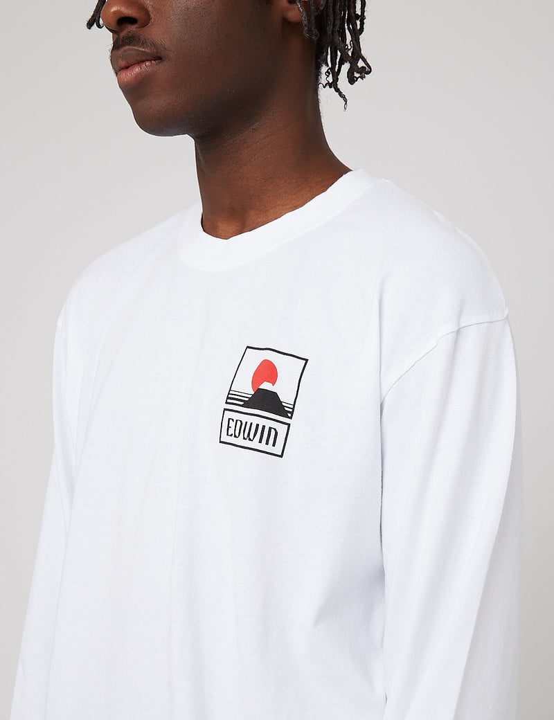 Edwin Sunset on MT Fuji Long Sleeve T-Shirt - White