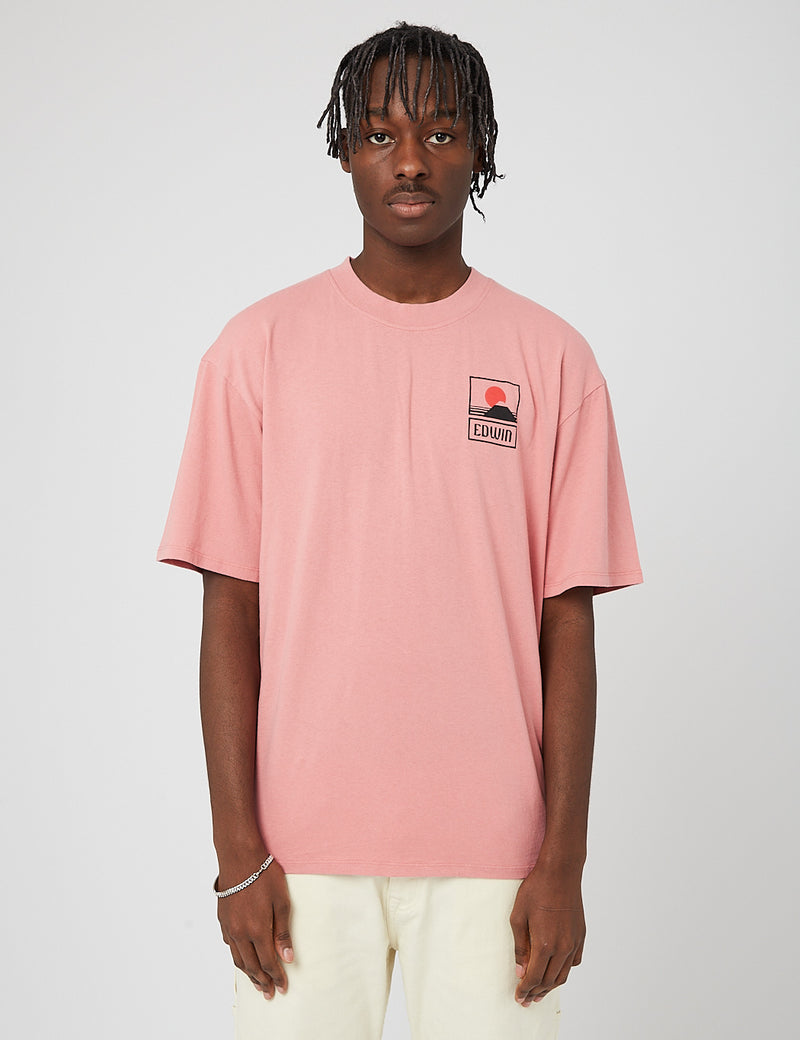 Edwin Sunset on MT Fuji 티셔츠 - 더스티 로즈 핑크