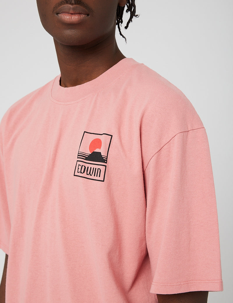 Edwin Sunset on MT Fuji 티셔츠 - 더스티 로즈 핑크