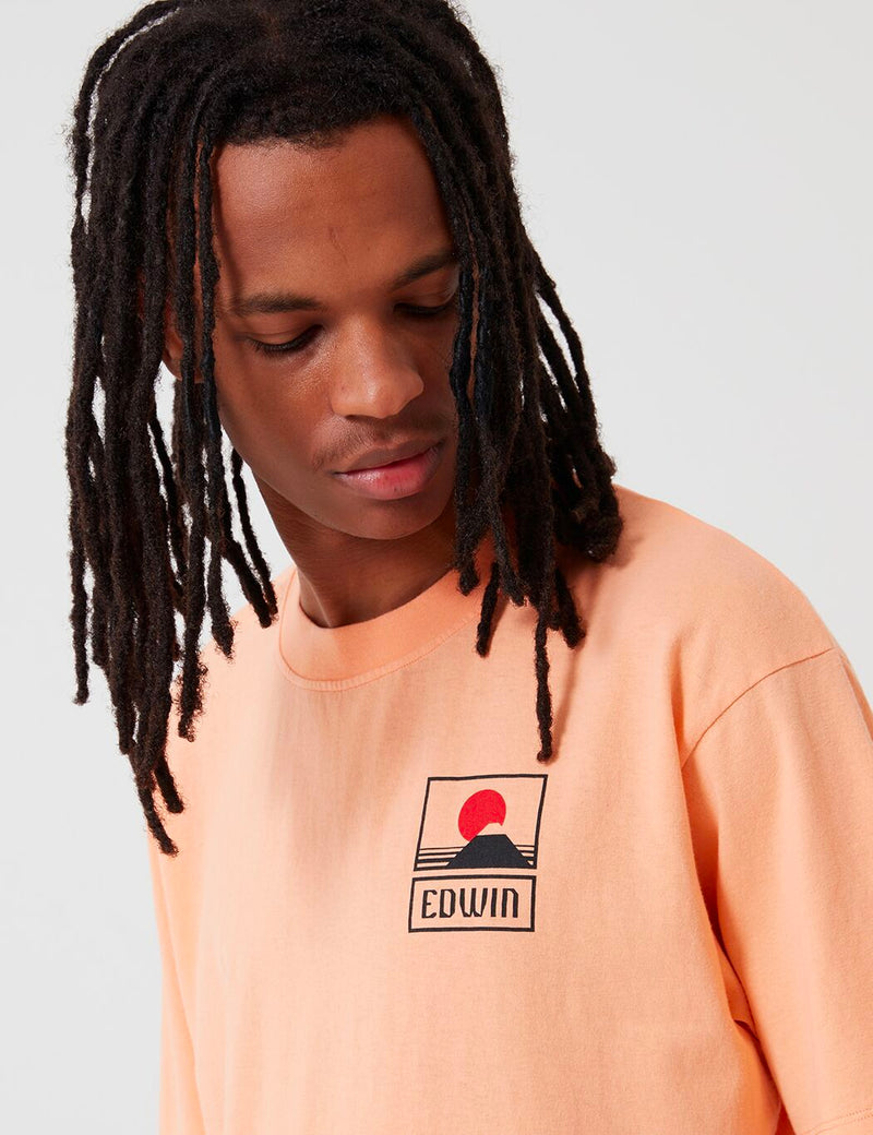 Edwin Sunset sur le mont. T-Shirt Fuji - Cantaloup