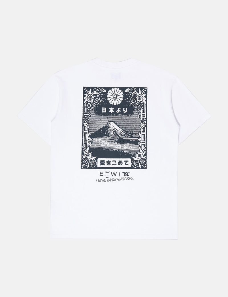 エドウィン山から富士Tシャツ-ホワイト