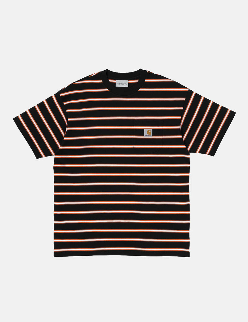 Carhartt-WIP 휴스턴 포켓 티셔츠 (Loose Fit)-Houston Stripe Black