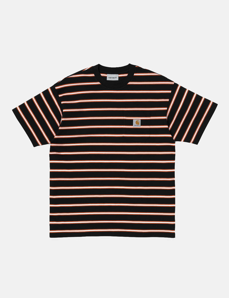 T-Shirt à Poche Carhartt-WIP Houston (Coupe Ample) - Houston Stripe Black