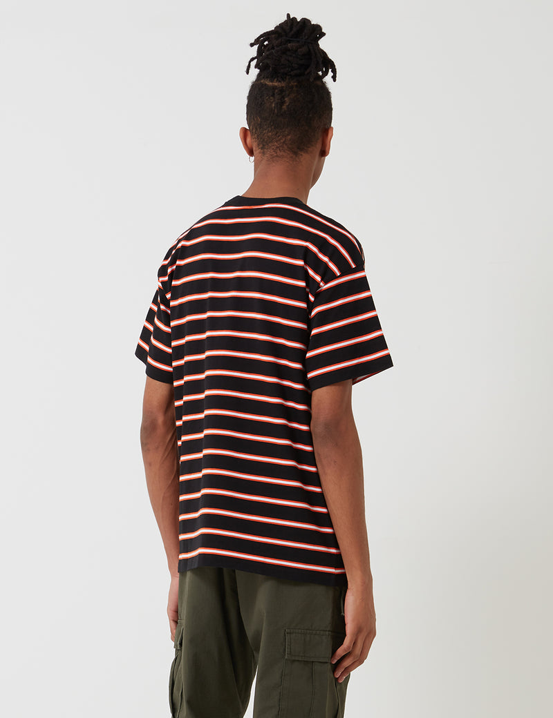 Carhartt-WIP 휴스턴 포켓 티셔츠 (Loose Fit)-Houston Stripe Black