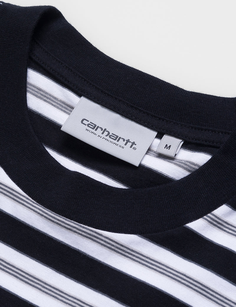 カーハート-WIPヒューロンストライプTシャツ-ブラック/カーディナル