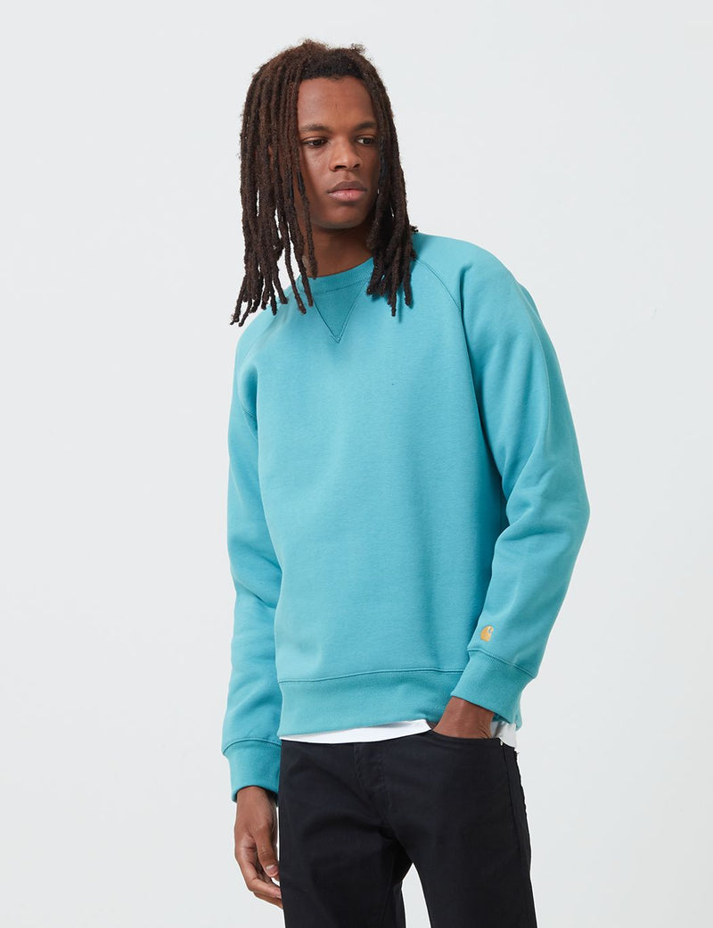 Carhartt-WIP Chase Sweatshirt - Frosted Turquoise/Gold