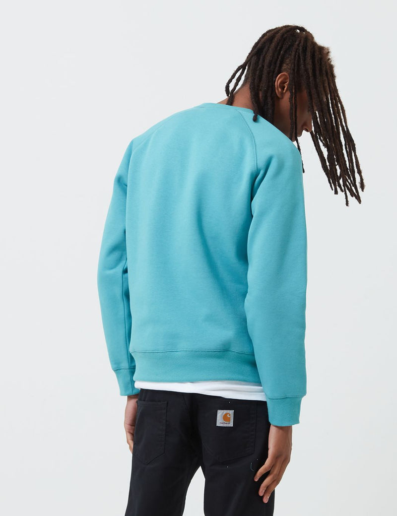 Carhartt-WIP Chase Sweatshirt - Frosted Turquoise/Gold