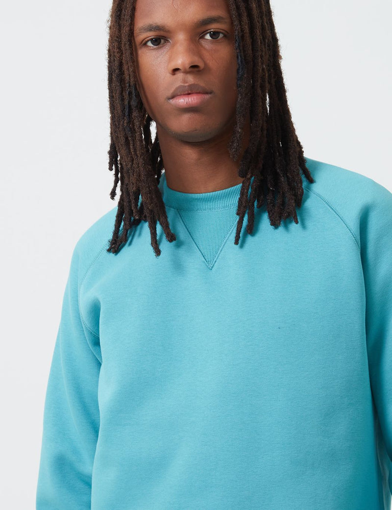 Carhartt-WIP Chase Sweatshirt - Frosted Turquoise/Gold