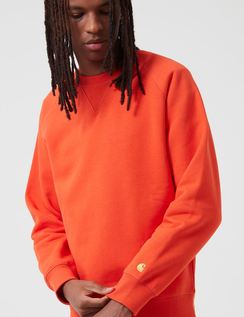 Carhartt-WIP Chase Sweatshirt - Safety Orange/Gold