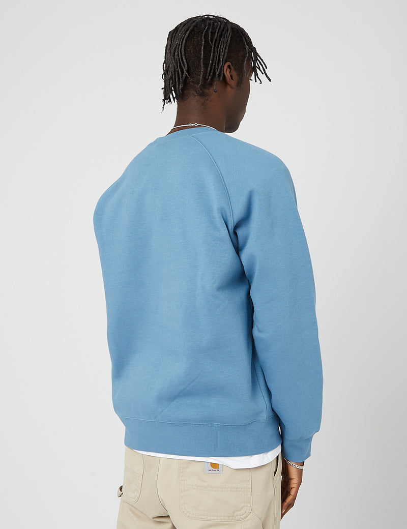 Carhartt-WIP Sweat Chase - Bleu Eau Glacée/Or