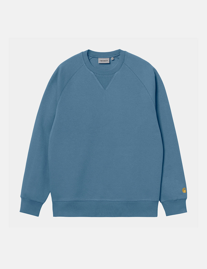 Carhartt-WIP Sweat Chase - Bleu Eau Glacée/Or