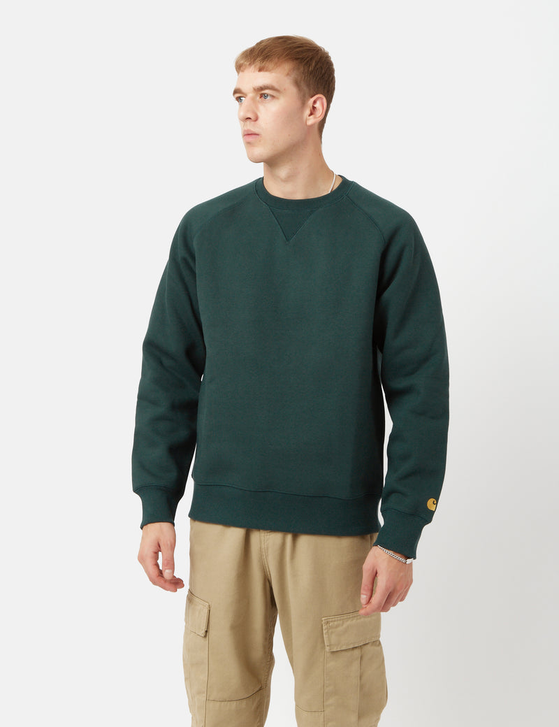 Carhartt-WIPチェイススウェットシャツ-ジュニパーグリーン