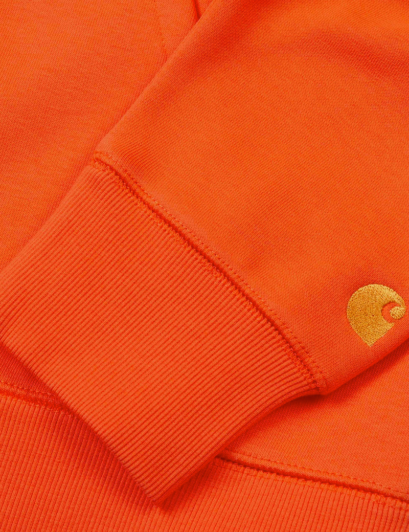 Carhartt-WIP 후드 체이스 스웻 셔츠-시계 태엽 오렌지