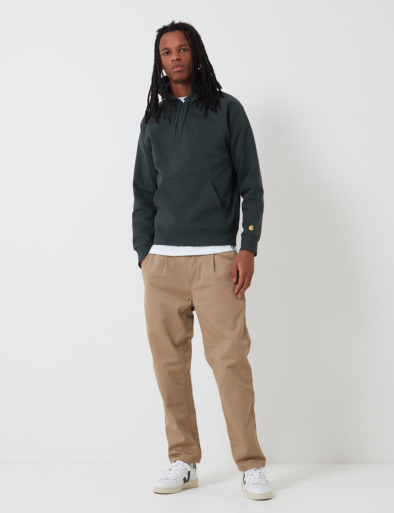 Carhartt-WIP Hooded Chase Sweatshirt - Dark Teal/Gold