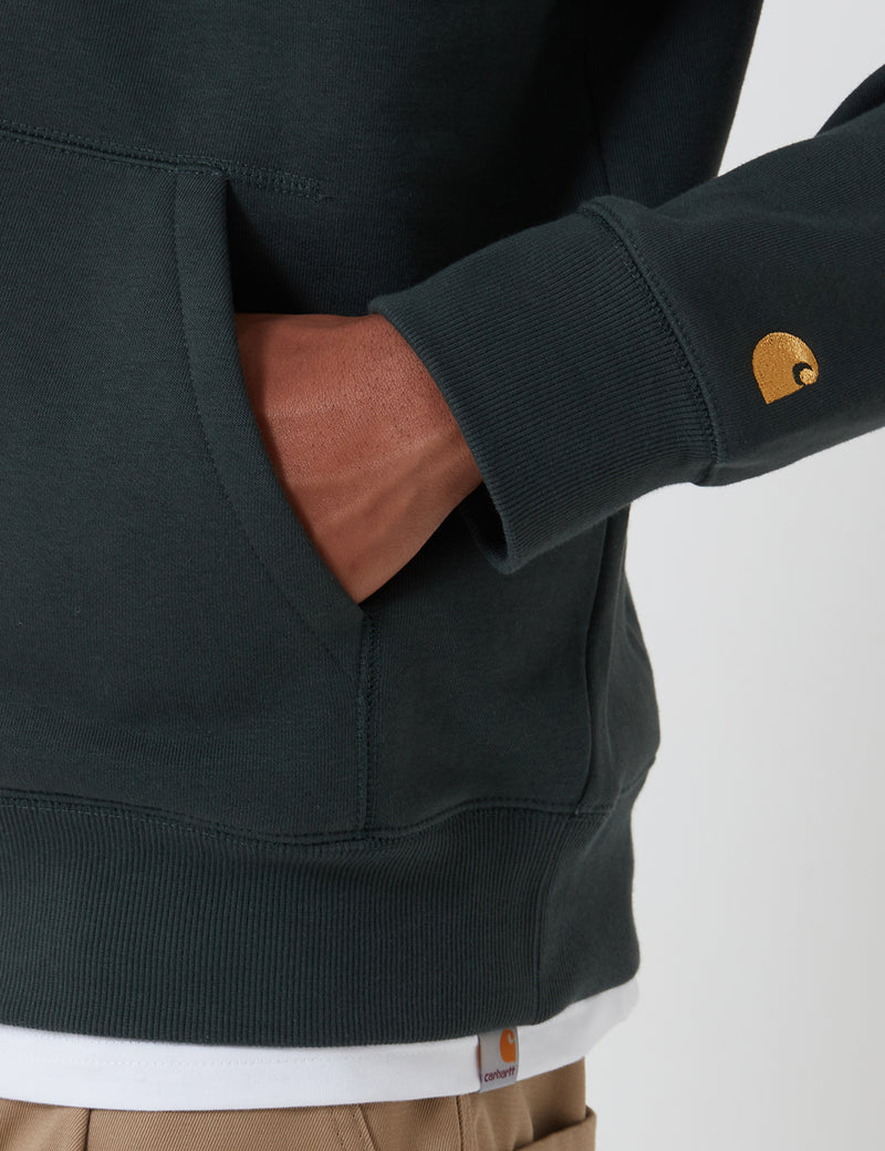 Carhartt-WIP Hooded Chase Sweatshirt - Dark Teal/Gold