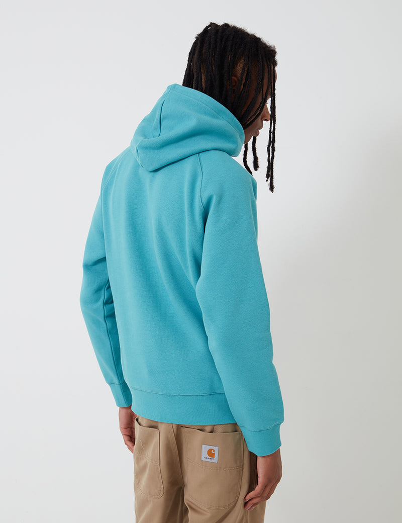 Carhartt-WIP Hooded Chase Sweatshirt - Frosted Turquoise/Gold