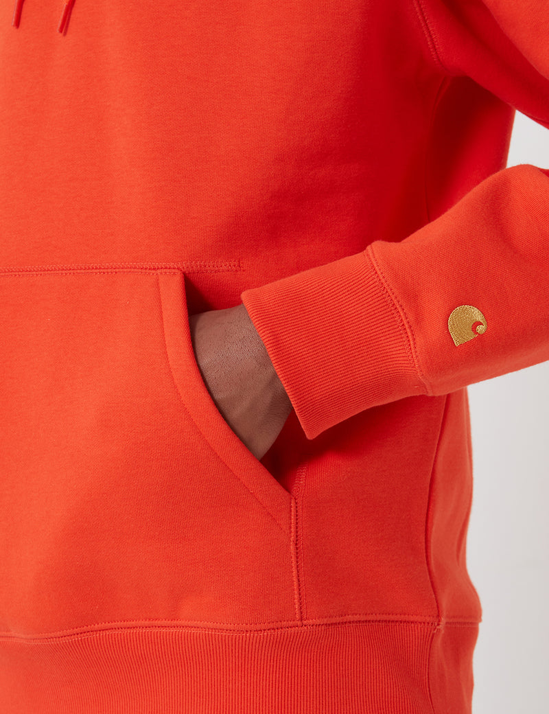 Carhartt-WIP Hooded Chase Sweatshirt - Safety Orange/Gold