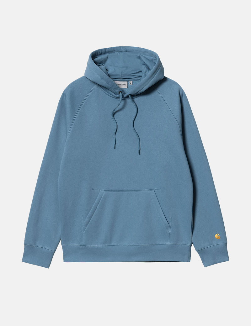 Carhartt-WIP Sweat à Capuche Chase - Bleu Eau Glacée/Or