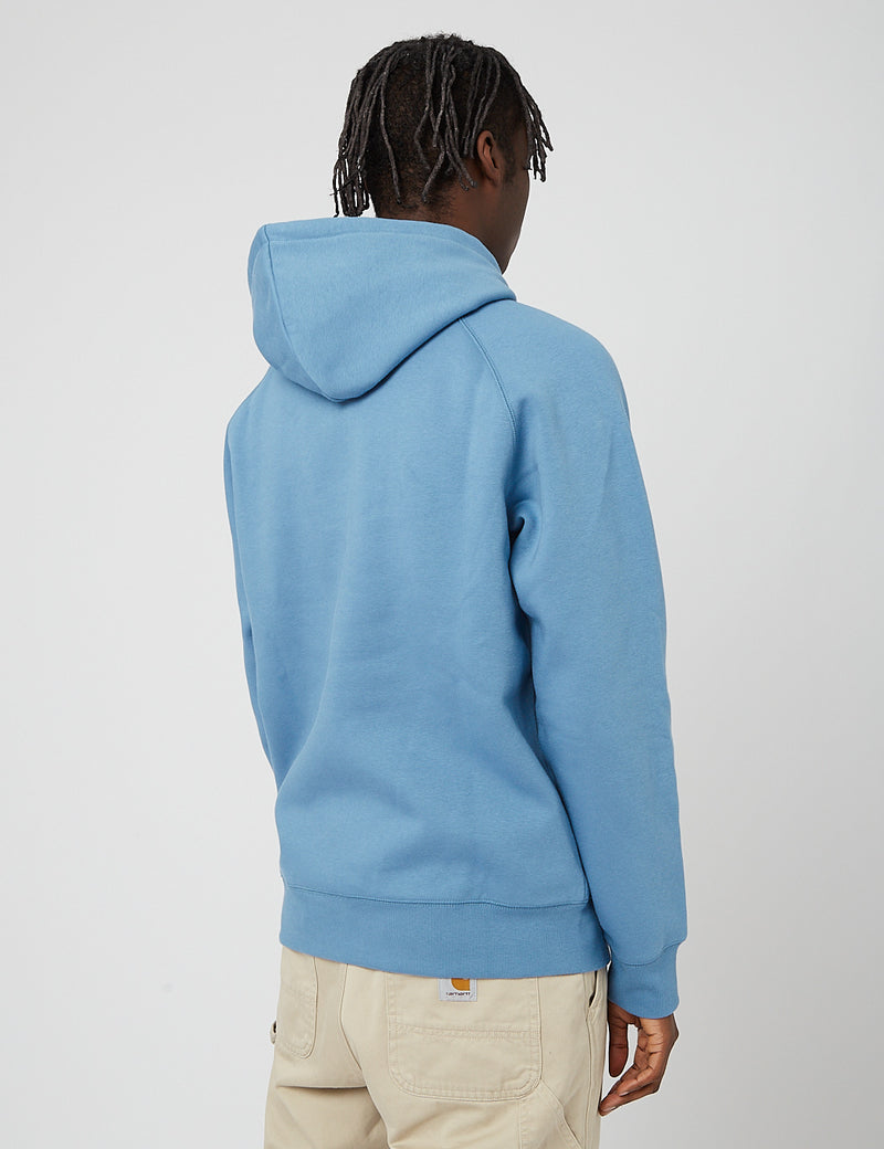 Carhartt-WIP Sweat à Capuche Chase - Bleu Eau Glacée/Or