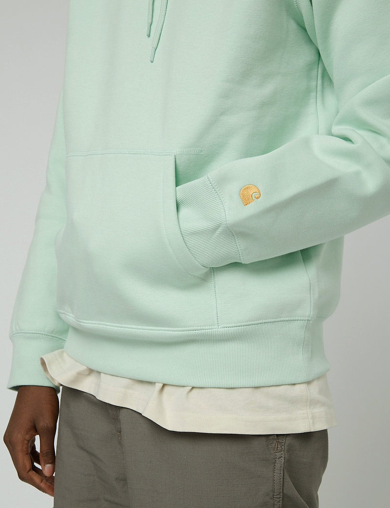 Carhartt-WIP Sweat à Capuche Chase - Menthe Verte Pâle/Or