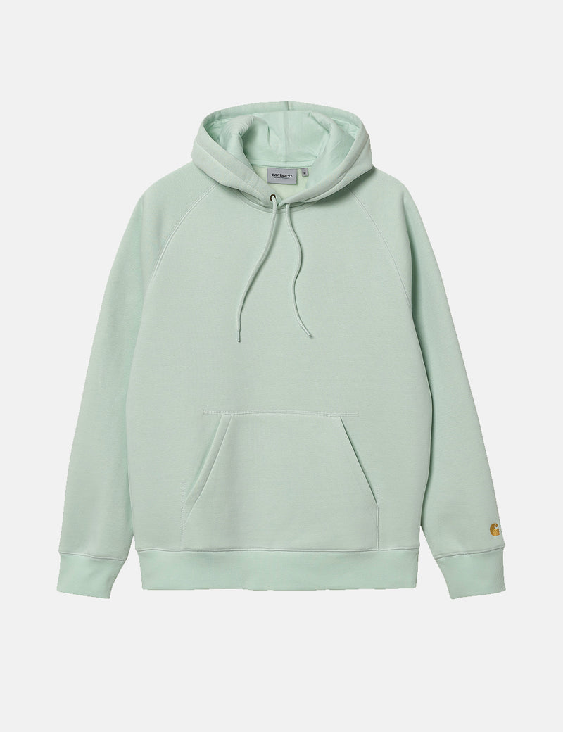 Carhartt-WIP Sweat à Capuche Chase - Menthe Verte Pâle/Or