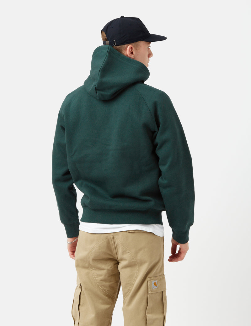Carhartt-WIPチェイスフード付きスウェットシャツ-ジュニパーグリーン