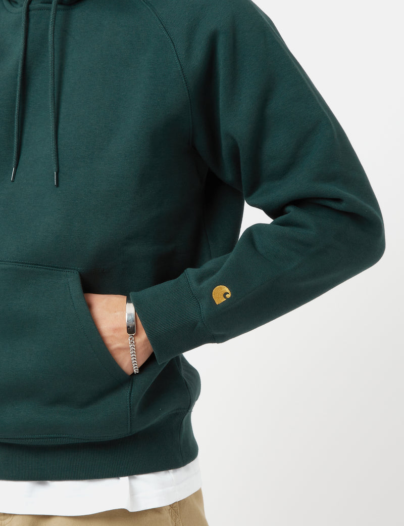 Carhartt-WIPチェイスフード付きスウェットシャツ-ジュニパーグリーン