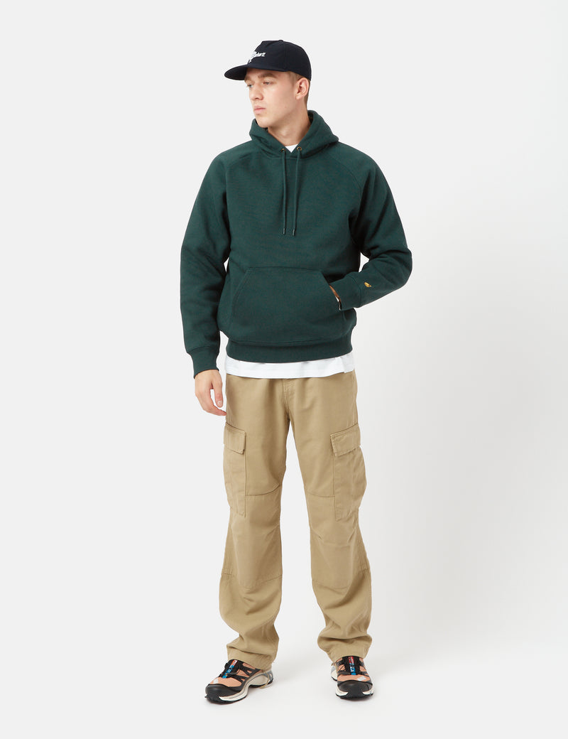 Carhartt-WIPチェイスフード付きスウェットシャツ-ジュニパーグリーン
