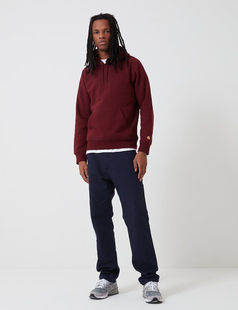 Carhartt-WIP Hooded Chase Sweatshirt - Bordeaux/Gold