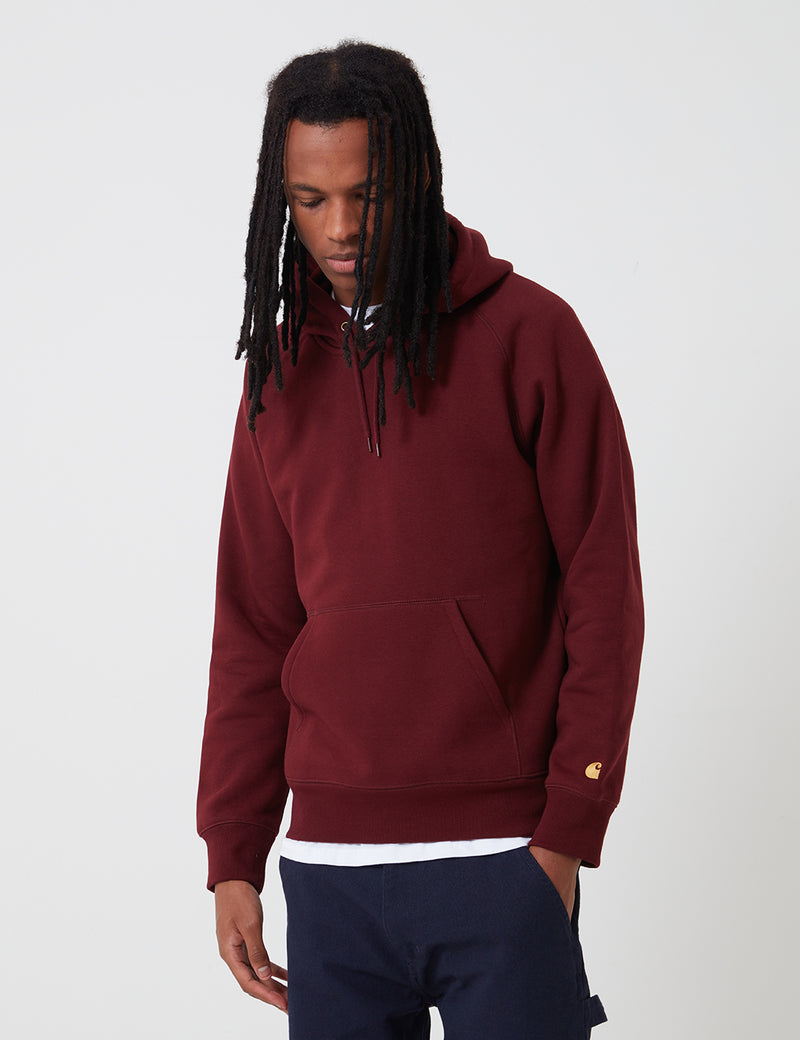Carhartt-WIP Hooded Chase Sweatshirt - Bordeaux/Gold