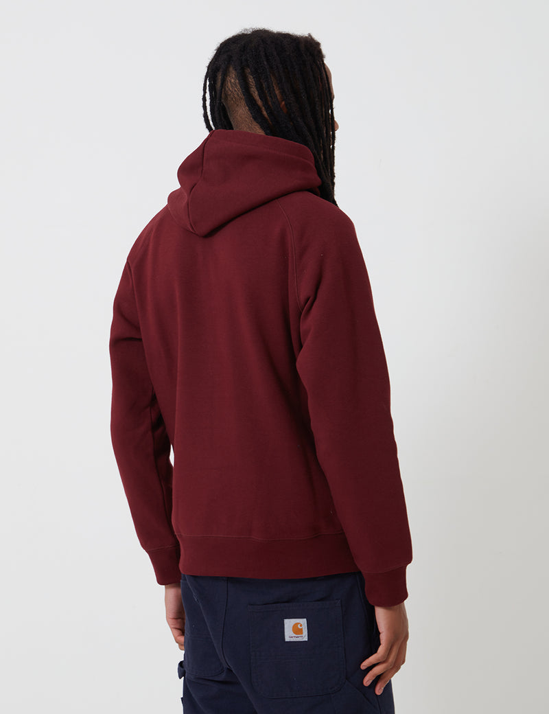 Carhartt-WIP Hooded Chase Sweatshirt - Bordeaux/Gold
