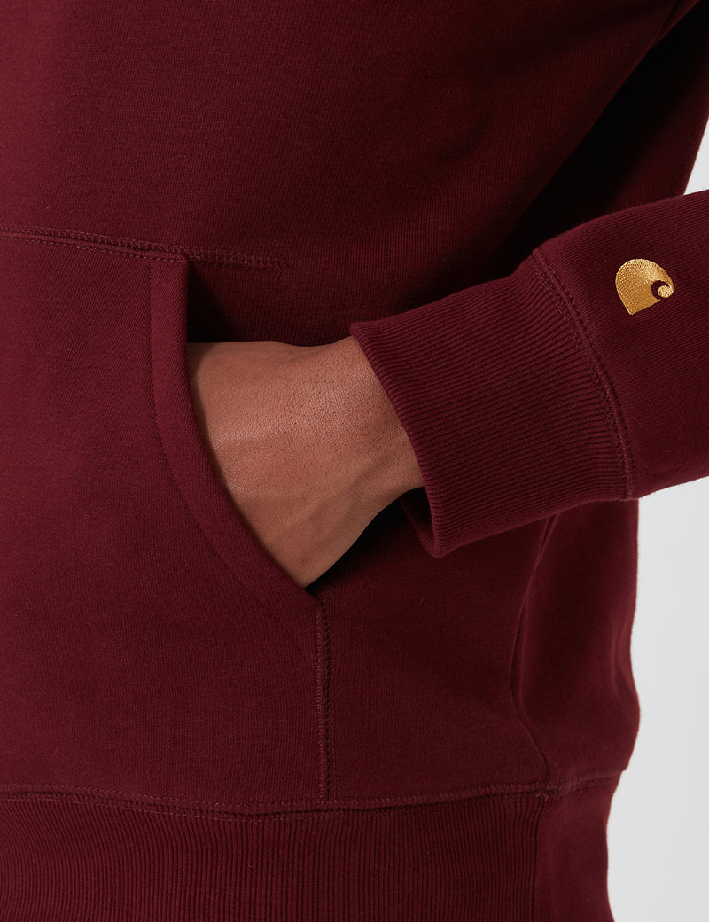 Carhartt-WIP Hooded Chase Sweatshirt - Bordeaux/Gold