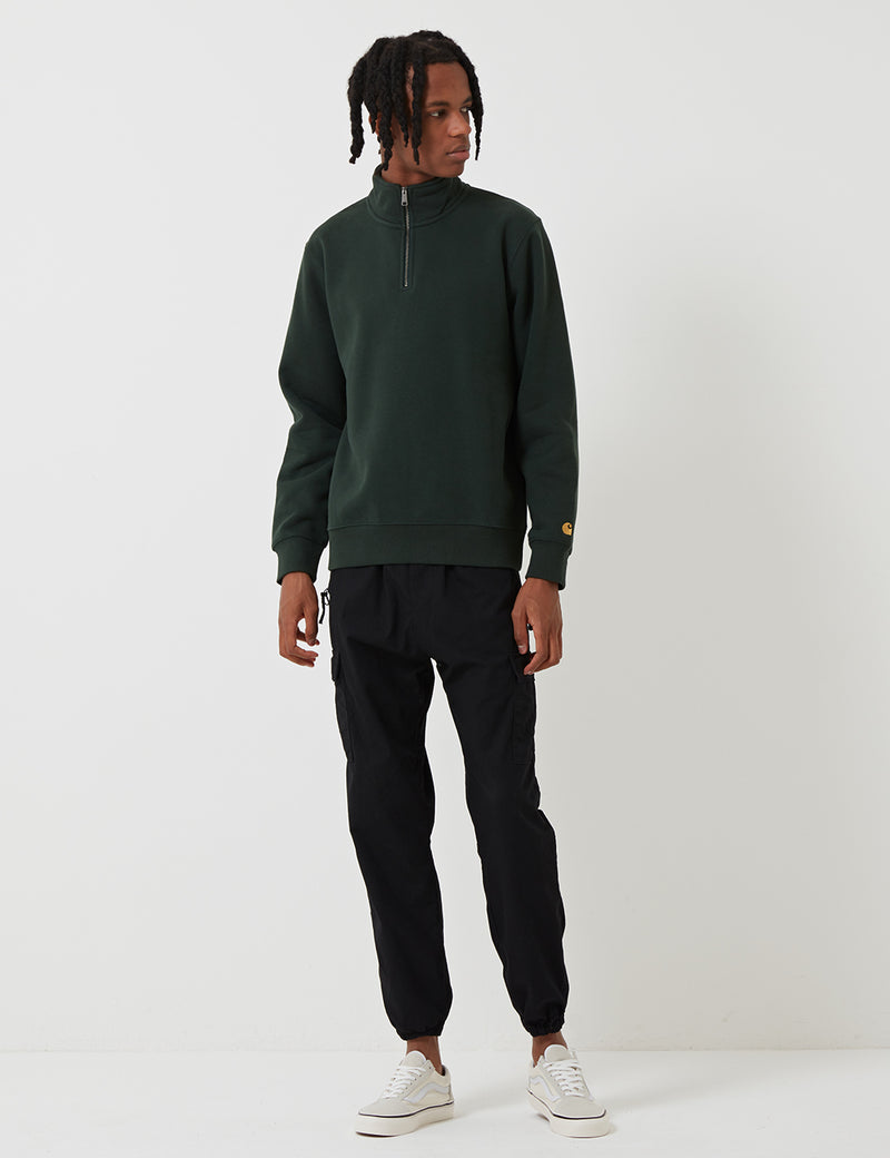 Carhartt-WIP Chase Quarter-Zip High Neck Sweatshirt - Loden Green