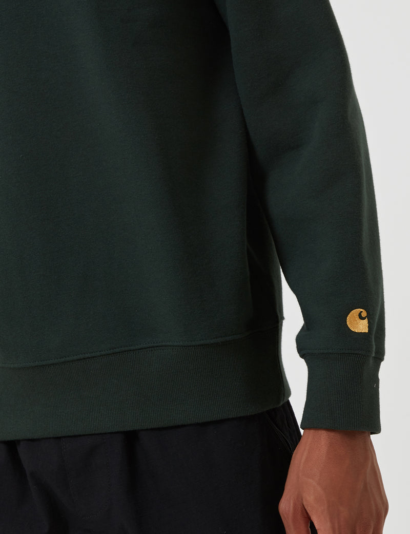 Carhartt-WIP Chase Quarter-Zip High Neck Sweatshirt - Loden Green