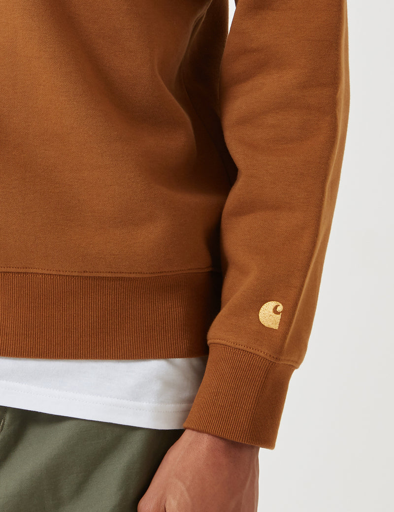 Carhartt-WIP Chase Quarter-Zip High Neck Sweatshirt - Hamilton Brown