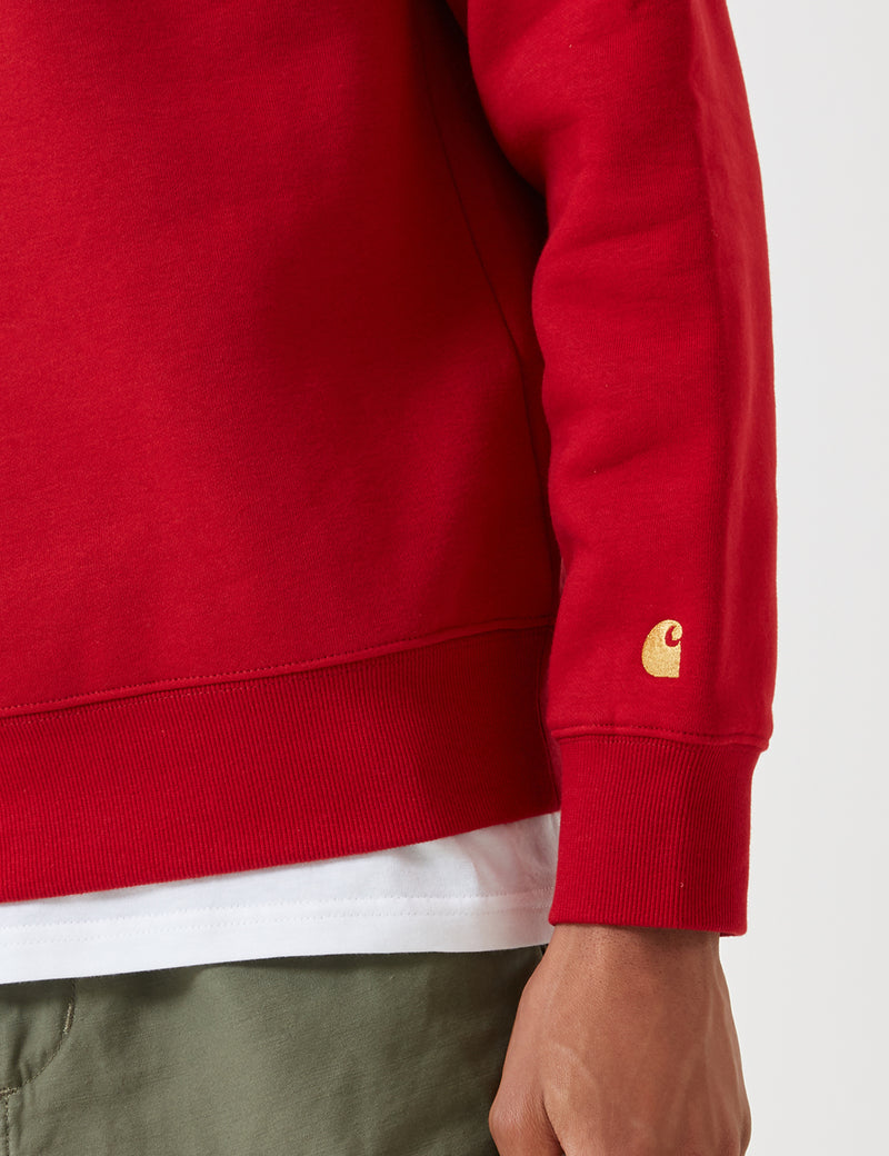 Carhartt-WIP Chase Quarter-Zip High Neck Sweatshirt - Blast Red