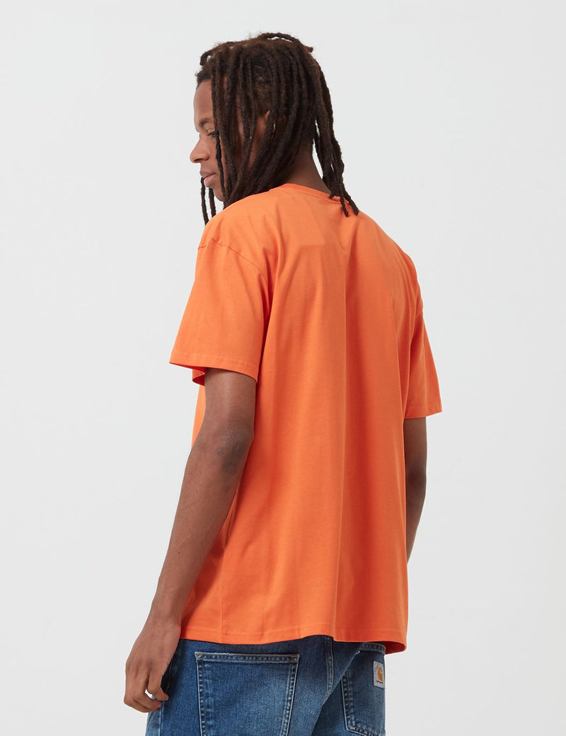 Carhartt-WIP 체이스 티셔츠-시계 태엽 오렌지