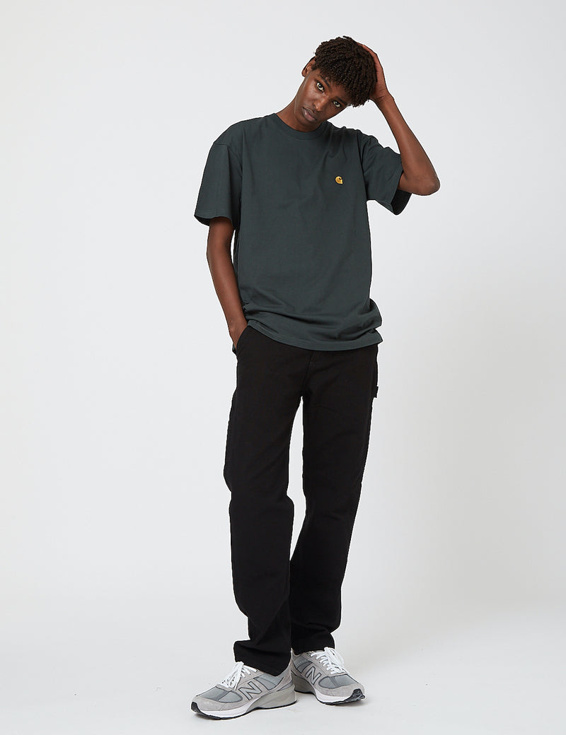 Carhartt-WIP Chase T-Shirt - Dark Teal/Gold